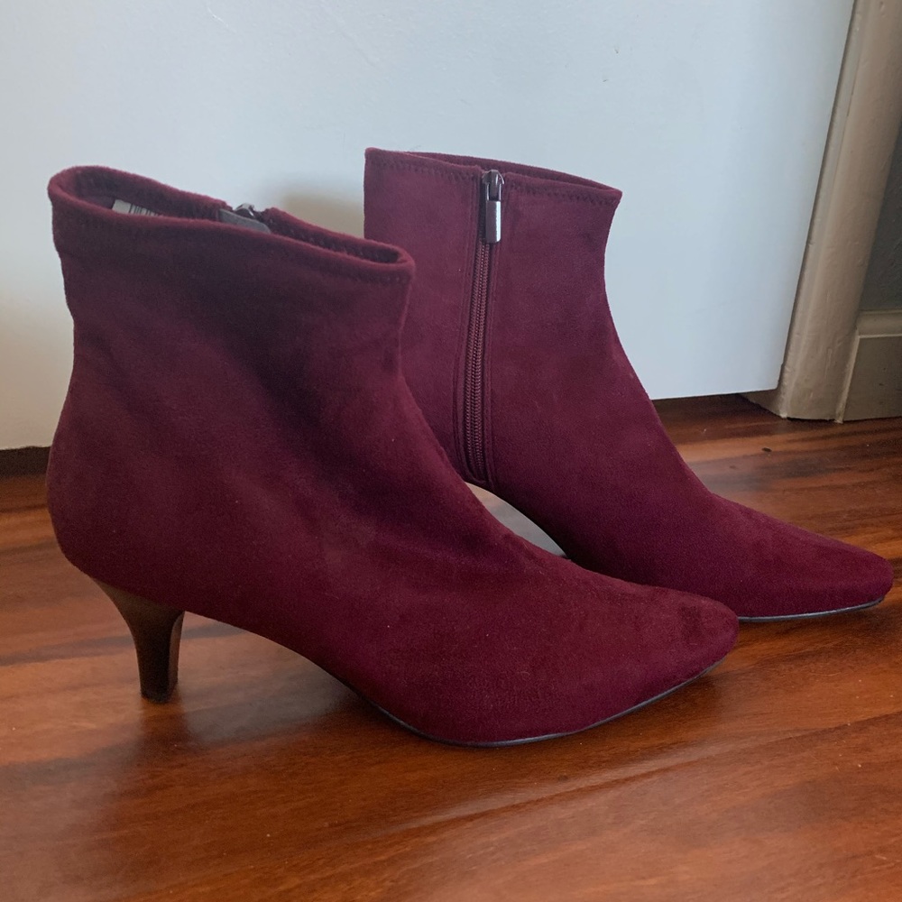 burgundy suede heel boots from impo